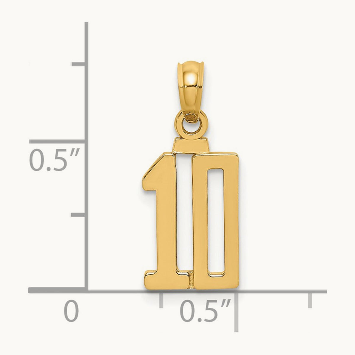 Polished Number 10 Pendant — 14K Yellow Gold