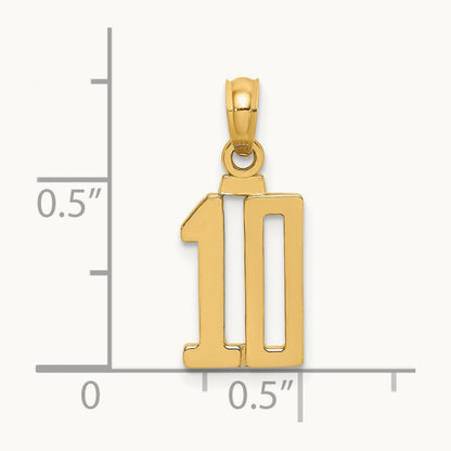 Polished Number 10 Pendant — 14K Yellow Gold