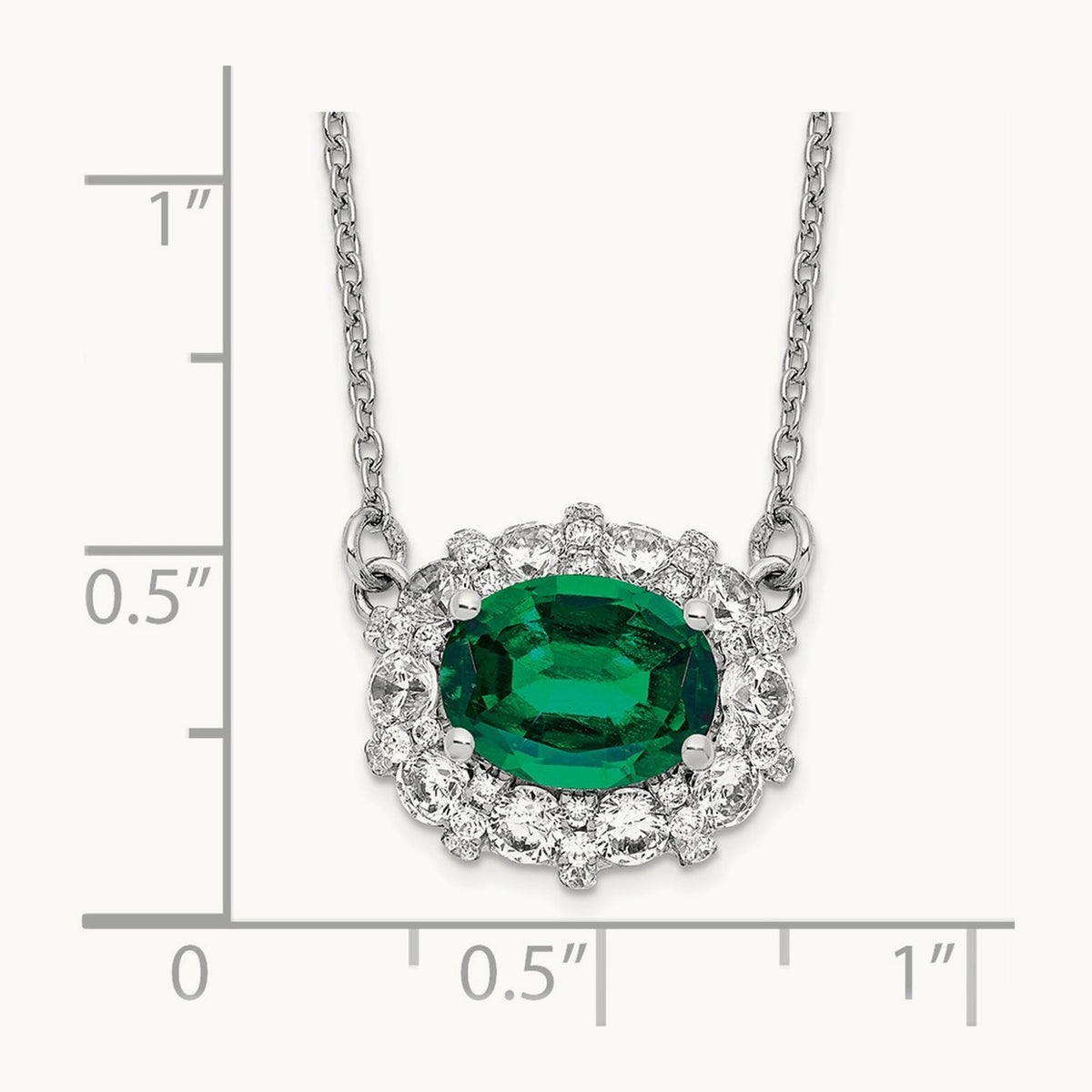Created Emerald Necklace, 1.00 ct tw Lab-Grown Diamond