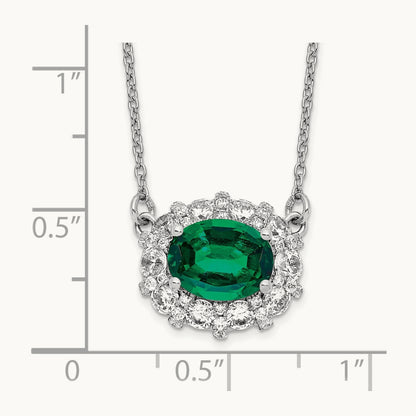 Created Emerald Necklace, 1.00 ct tw Lab-Grown Diamond