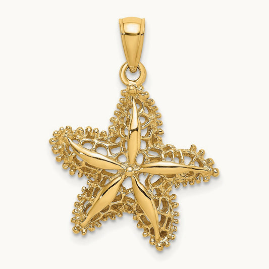 Starfish Filigree Charm — 14K Yellow Gold