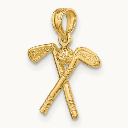 3-D Golf Clubs with Ball Charm, 14K