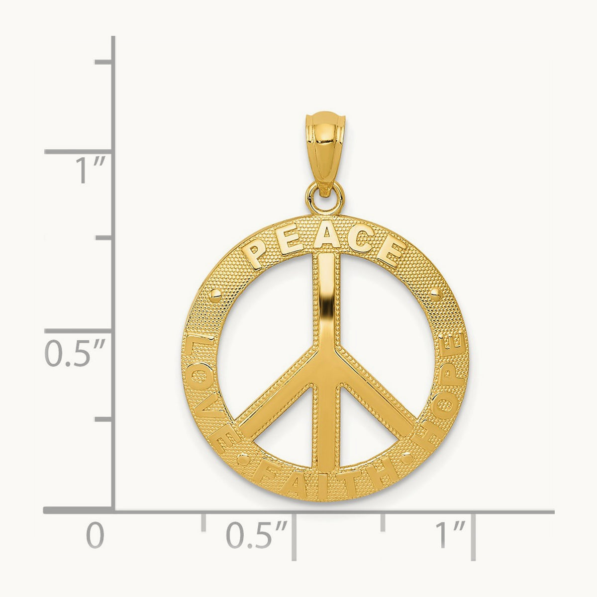 PEACE LOVE FAITH HOPE Peace Sign Pendant, 14K