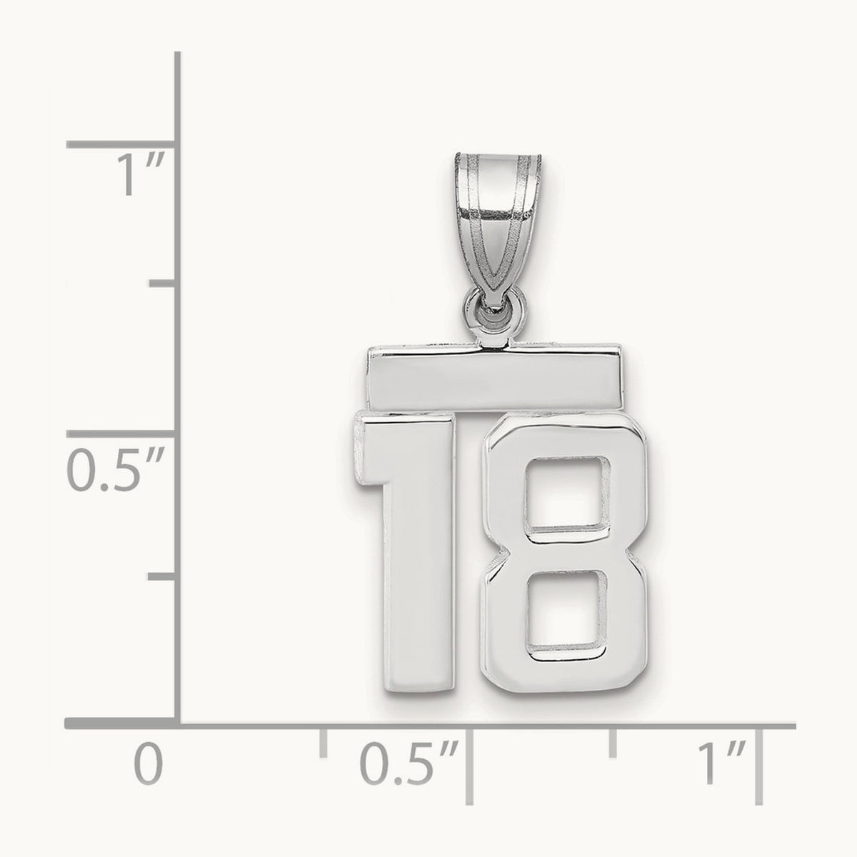 Small Polished Number 18 Charm — 14K White Gold
