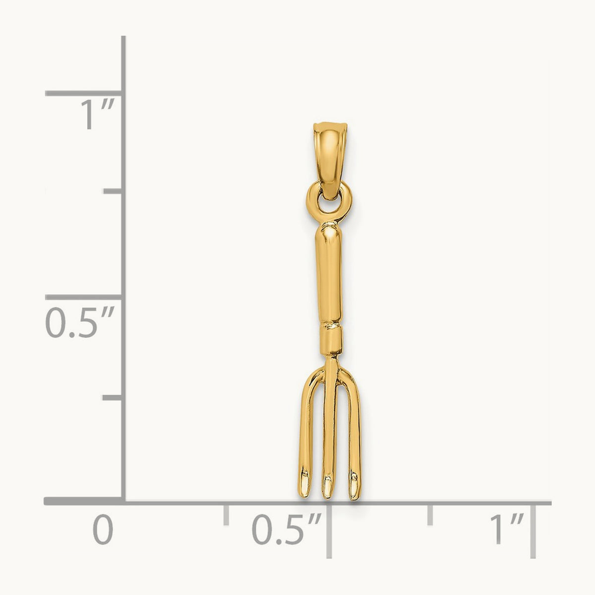 3-D Fork Garden Tool Charm, 14K