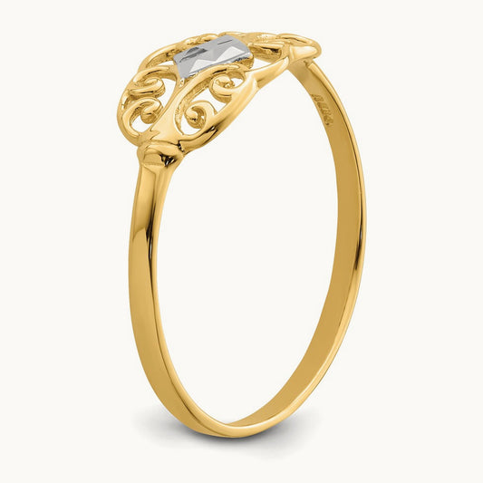 w/Rhodium Filigree Ring, 14K