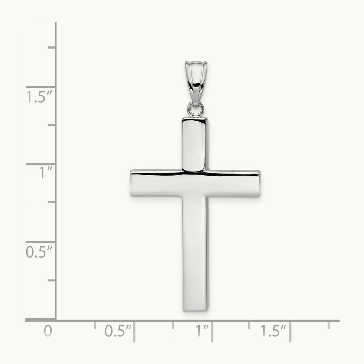 Polished Hollow Cross Pendant, 14K White Gold