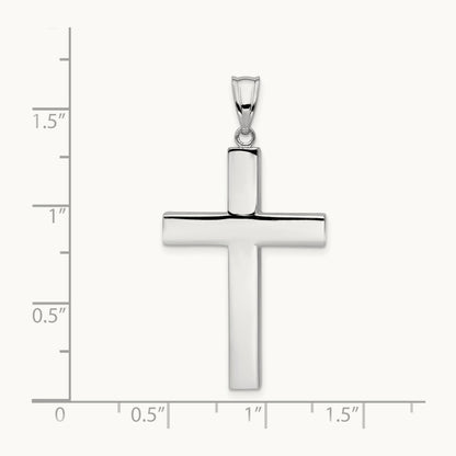 Polished Hollow Cross Pendant, 14K White Gold