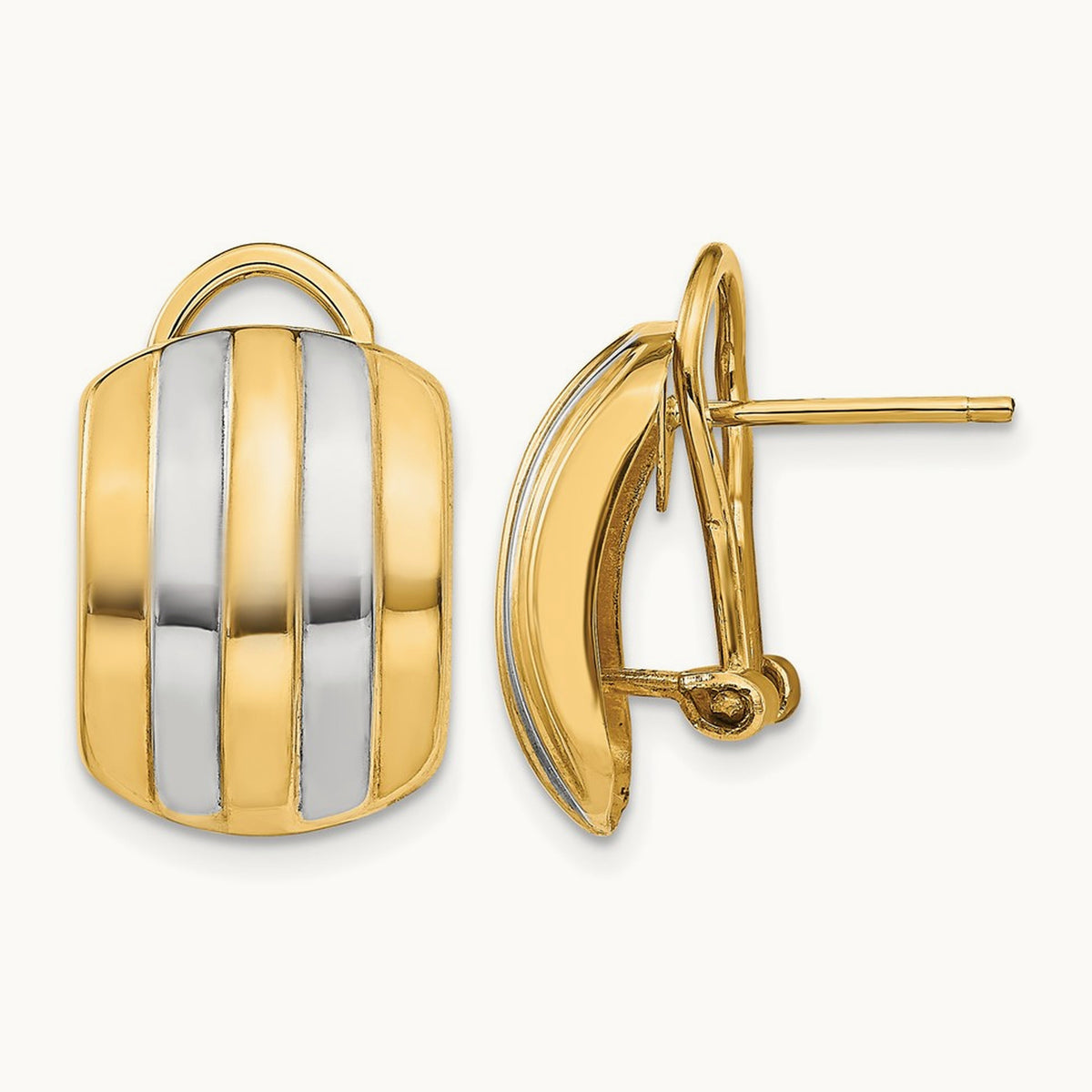 & Ribbed Omega Back Post Earrings — photo set