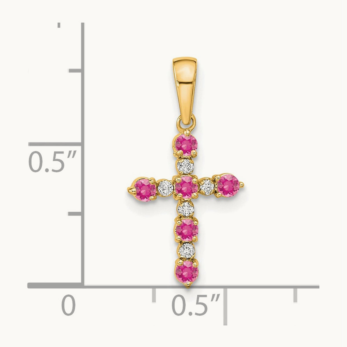 Tourmaline and Diamond Cross Pendant — 14K Yellow Gold