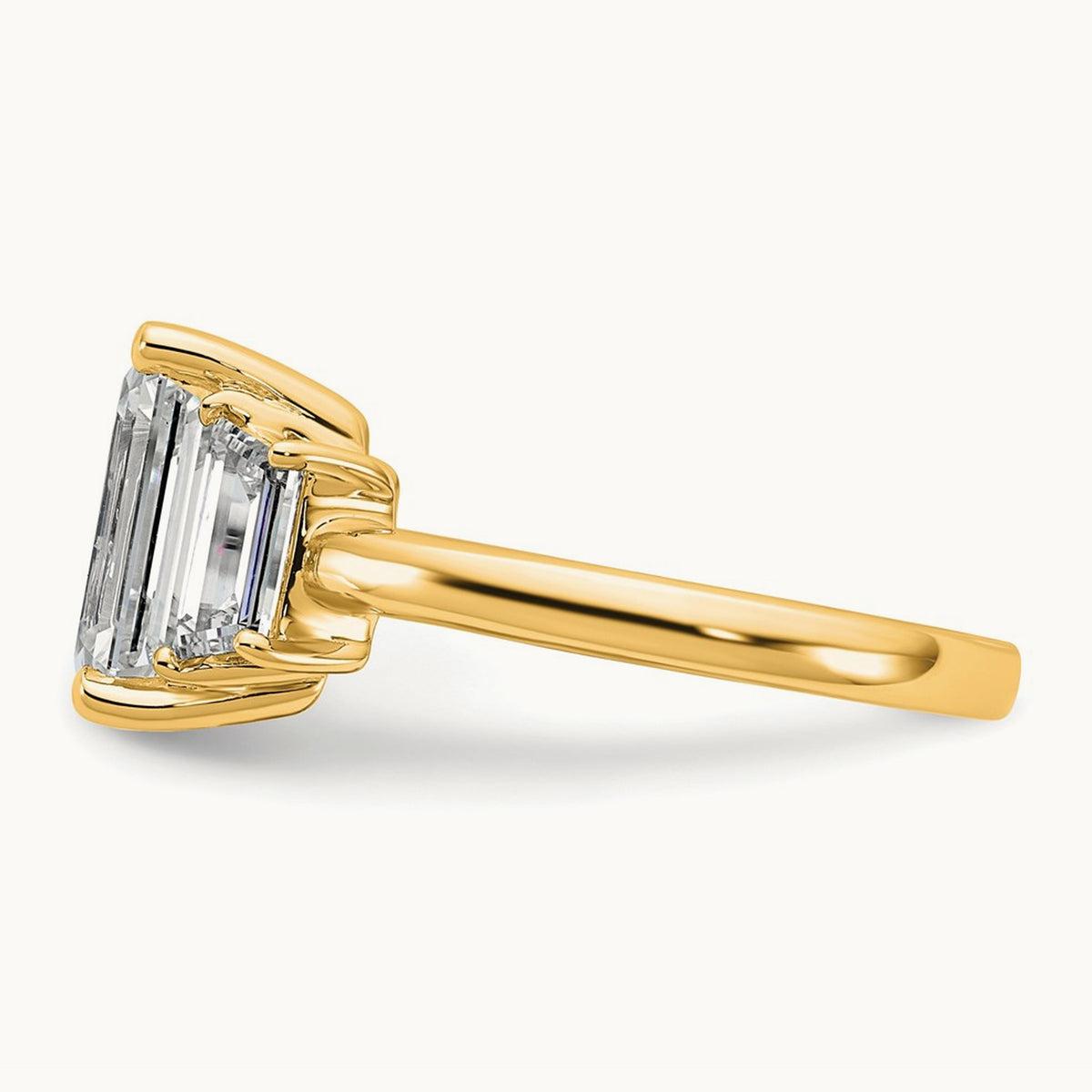 Emerald & Trapezoid Engagement Ring — 14K Yellow Gold, 4 ct, 7