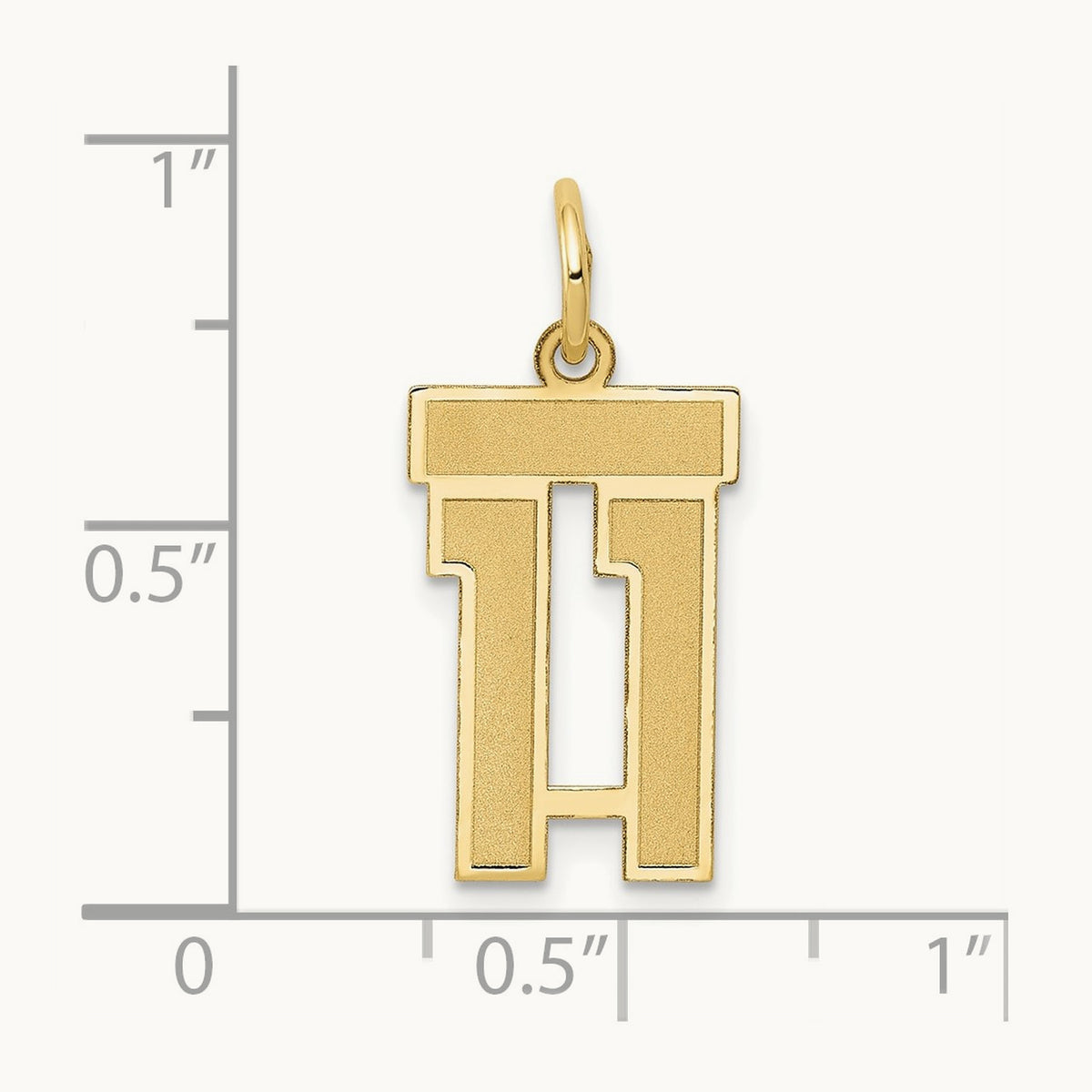 Small Satin Number 11 Charm — 14K Yellow Gold