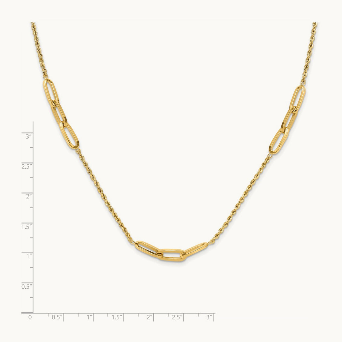Polished and D/C Fancy Link Rope Necklace, 14K