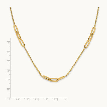 Polished and D/C Fancy Link Rope Necklace, 14K