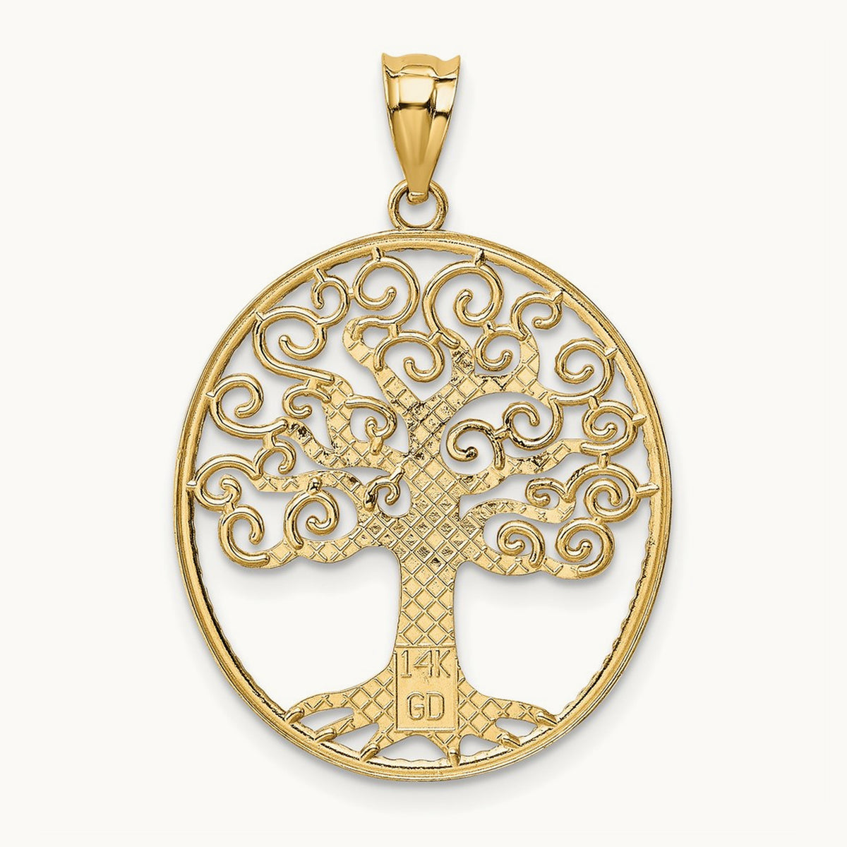 w/Rhodium Filigree Tree of Life Pendant, 14K