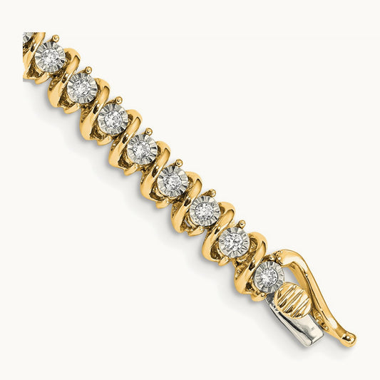 Fancy Tennis Bracelet, 0.75 ct tw Lab-Grown Diamond — 14K Yellow Gold