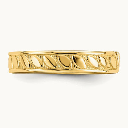Adjustable Leaf Engraved Design Toe Ring — 14K Yellow Gold