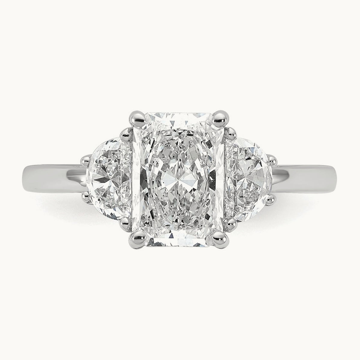 Radiant & 1/2 Moon Engagement Ring, 1.25-4.00 ct tw Lab-Grown Diamond — 2 ct, 14K White Gold
