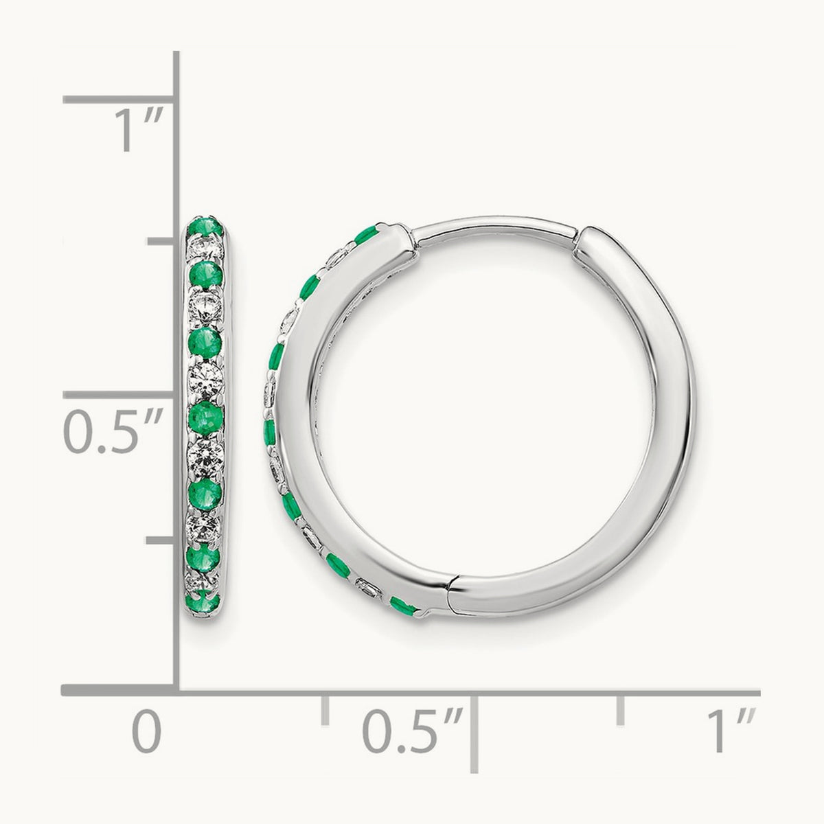 Diamond and Emerald Hinged Hoop Earrings — photo set