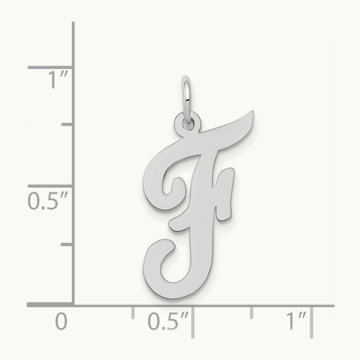 Large Script Initial Charm — 14K White Gold, F