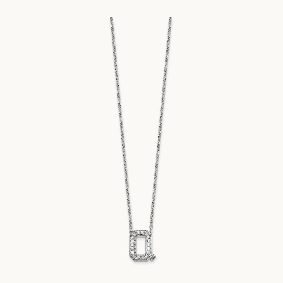 Initial Necklace — 14K White Gold, Q, 3/8 ct