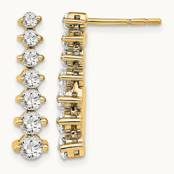 Graduating Drop Post Earrings, 1.50 ct tw Lab-Grown Diamond — 14K Yellow Gold