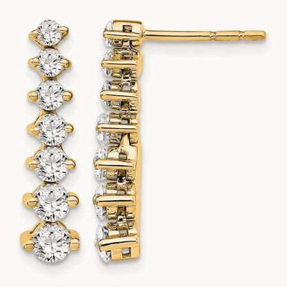 Graduating Drop Post Earrings, 1.50 ct tw Lab-Grown Diamond — 14K Yellow Gold