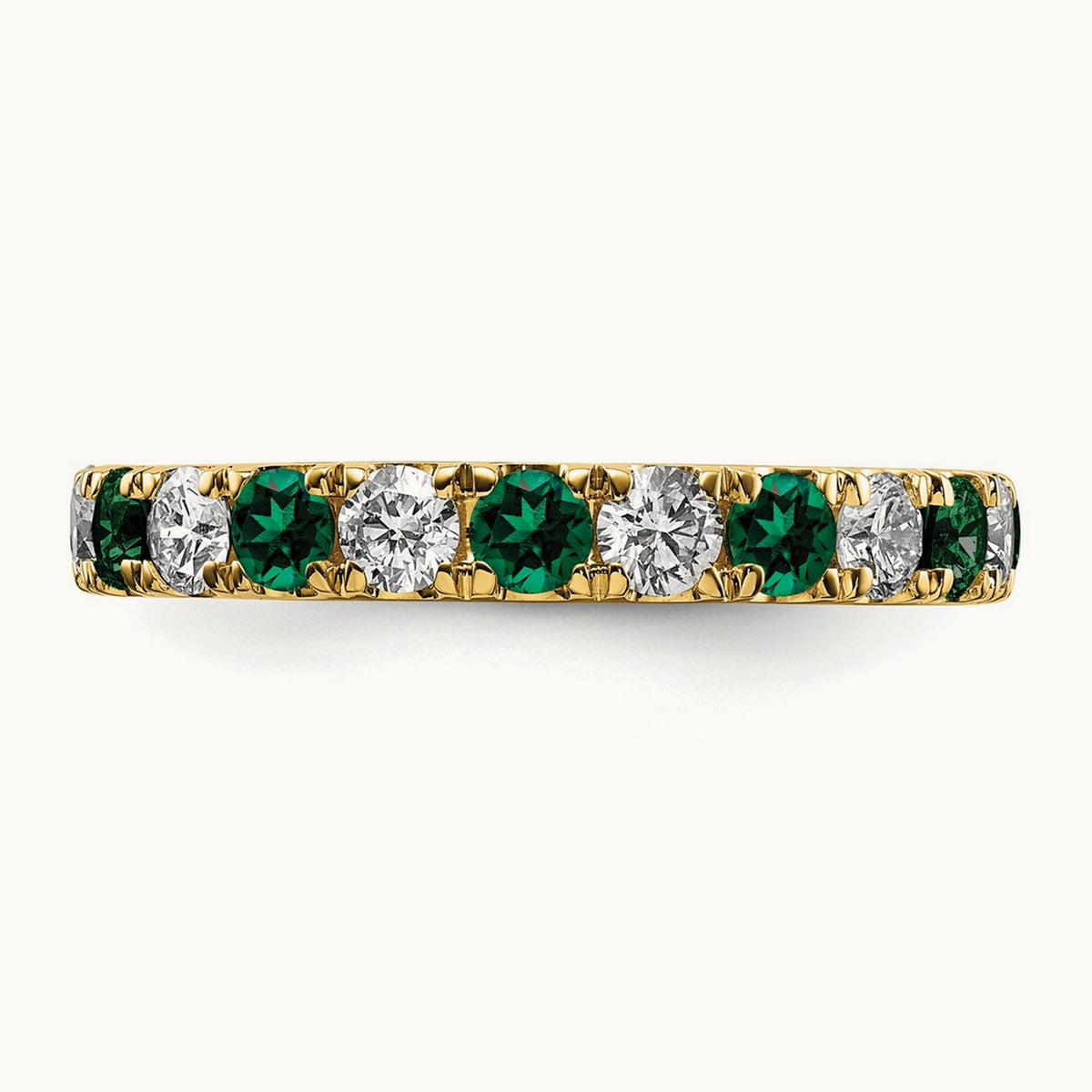 Created Emerald Eternity Band — 14K Yellow Gold, 3.25 mm