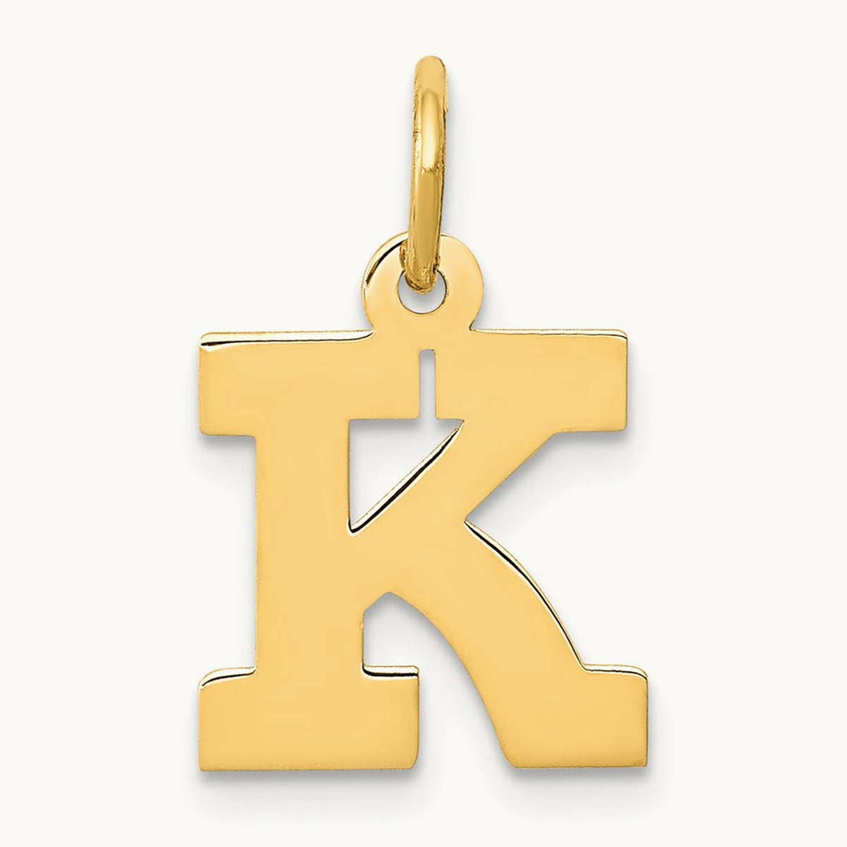 Small Block Initial Charm — 14K Yellow Gold, K