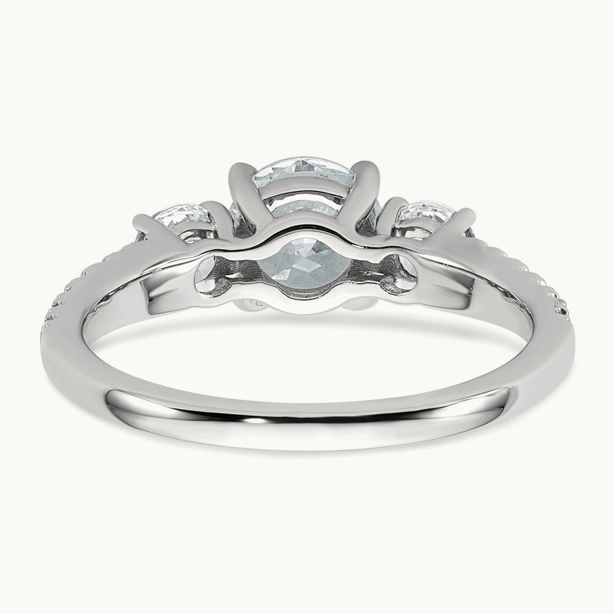 Round Semi-Mount 3 Stone Engagement Ring, 0.50 ct tw Lab-Grown Diamond — 14K White Gold