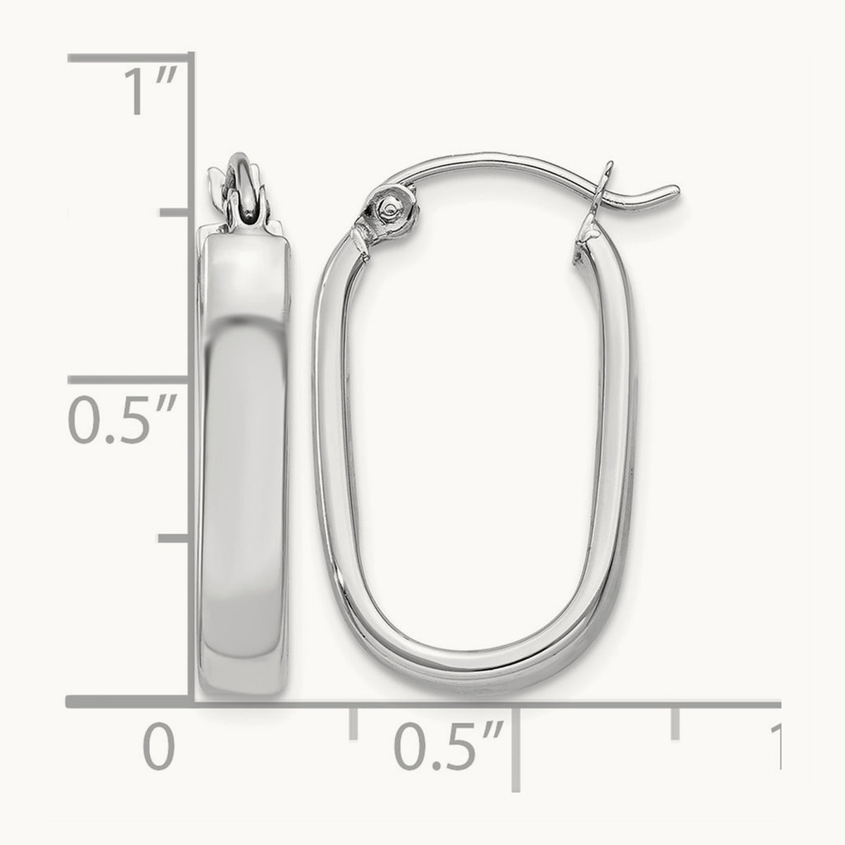 Polished Oval Tube Hoop Earrings — 14K White Gold, 11.75mm