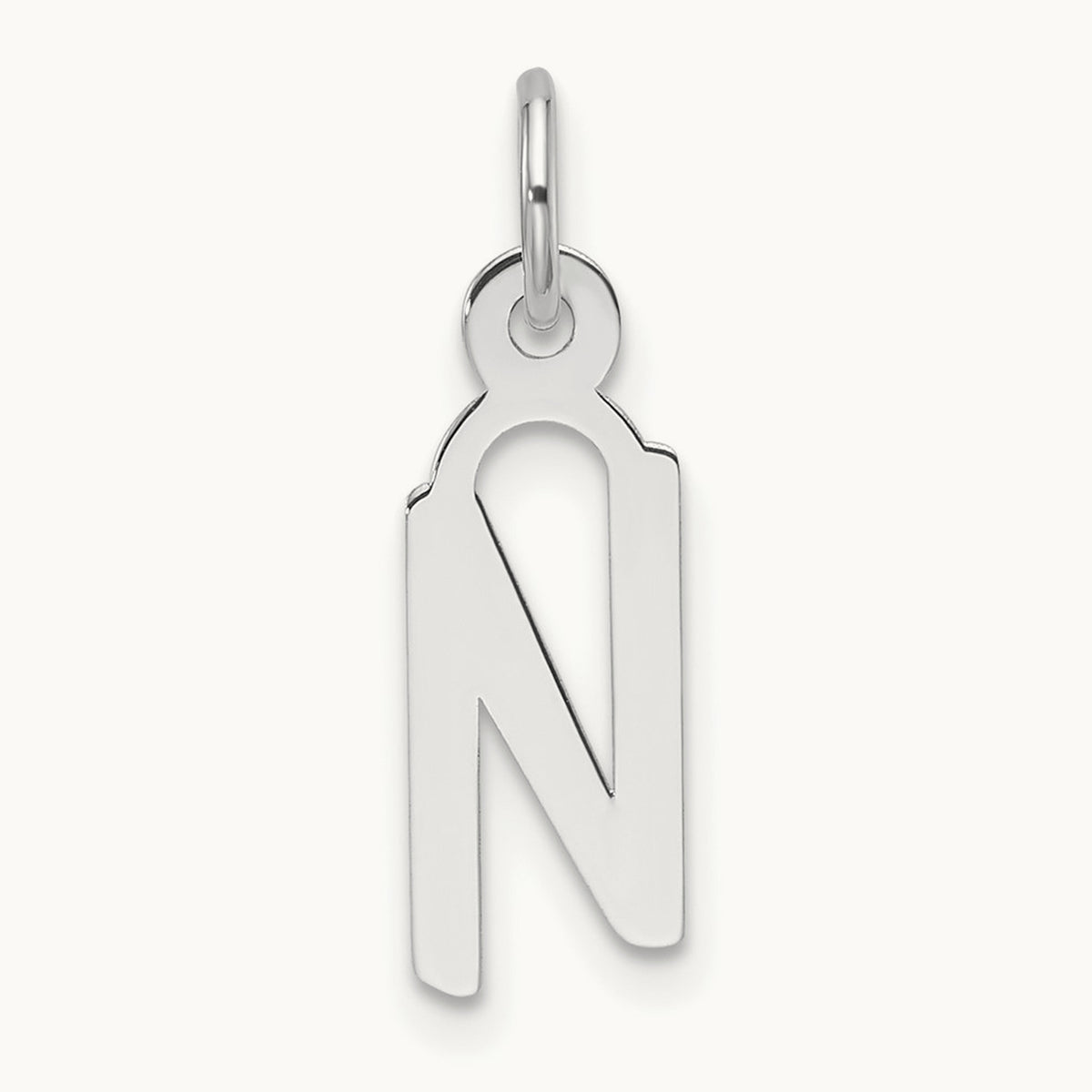 Slanted Block Initial Charm — 14K White Gold, N