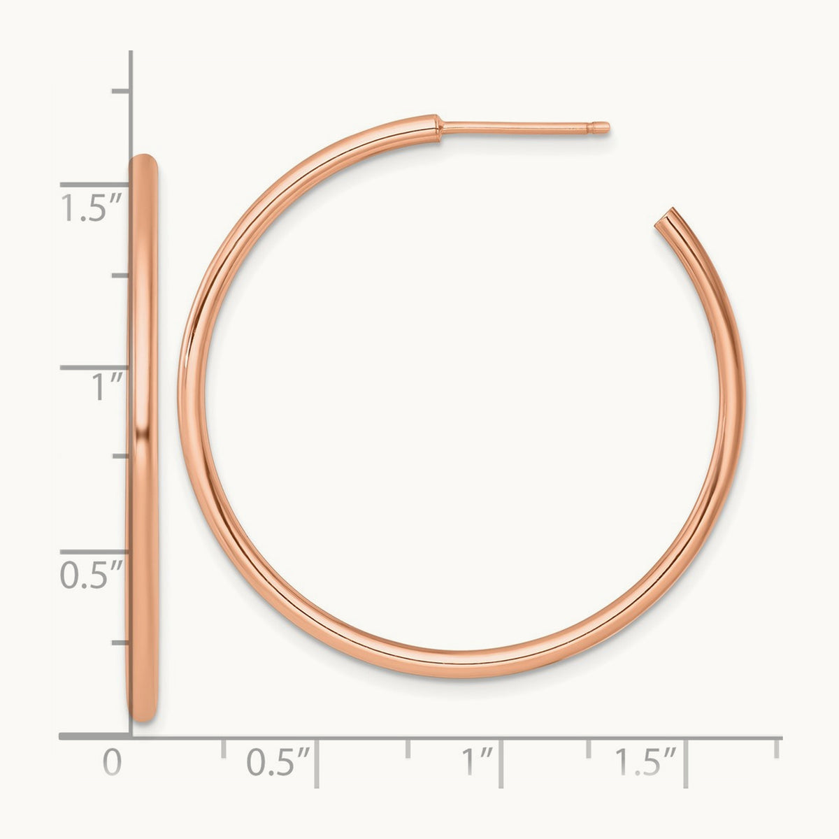 2.0 x Polished Post Hoop Earrings — 14K Rose Gold