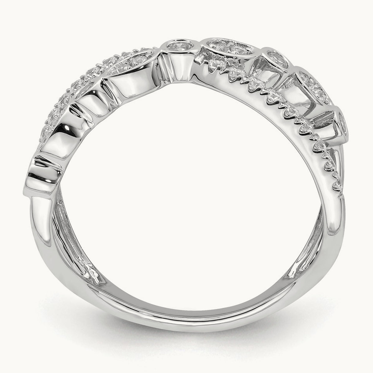 Polished Criss Cross Diamond Ring, 14K White Gold