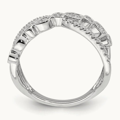 Polished Criss Cross Diamond Ring, 14K White Gold