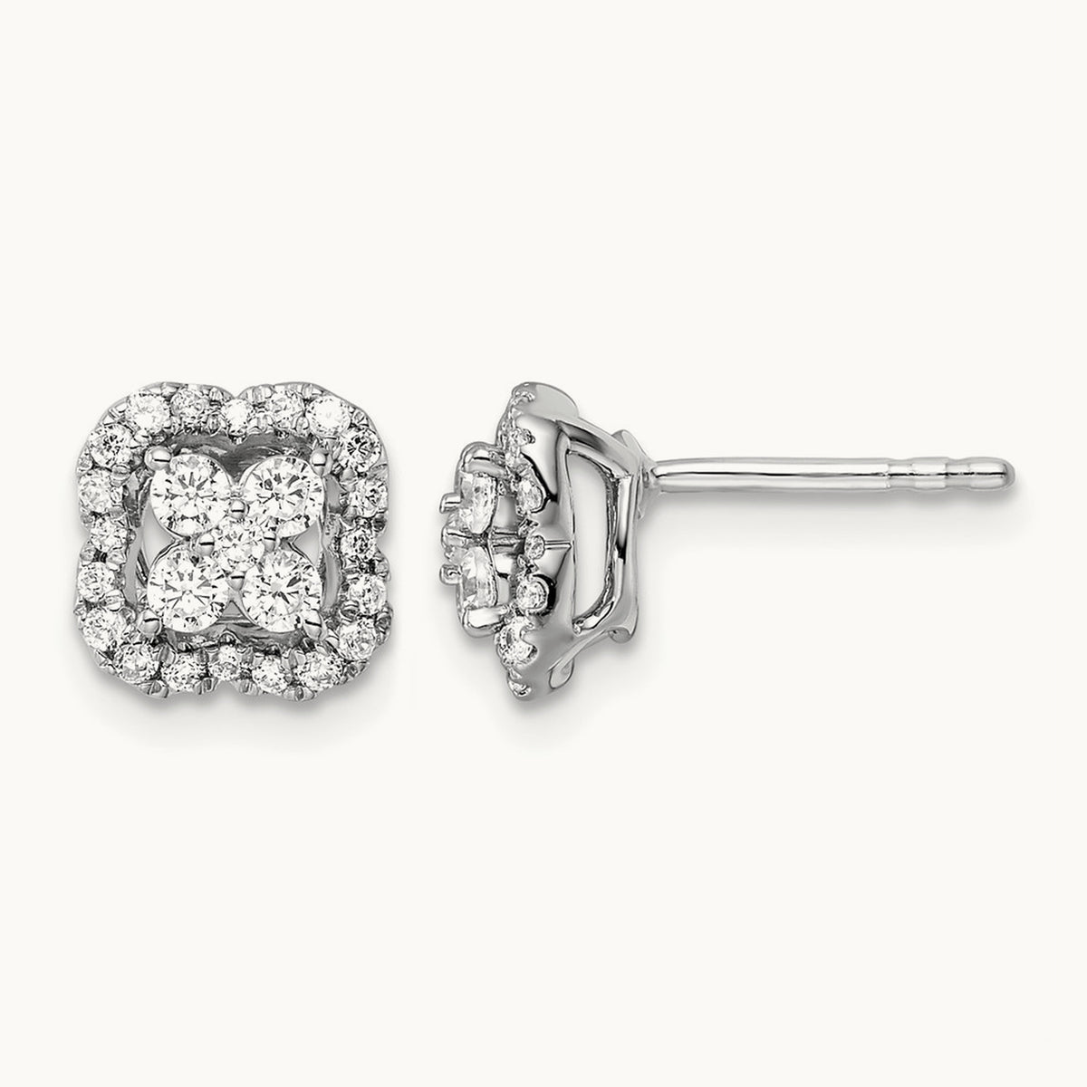 Square Halo Post Earrings, 0.50 ct tw Lab-Grown Diamond