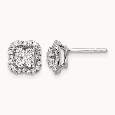 Square Halo Post Earrings, 0.50 ct tw Lab-Grown Diamond
