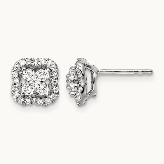 Square Halo Post Earrings, 0.50 ct tw Lab-Grown Diamond