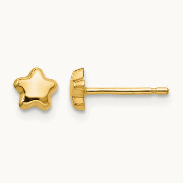 Polished Star Post Earrings, 14K
