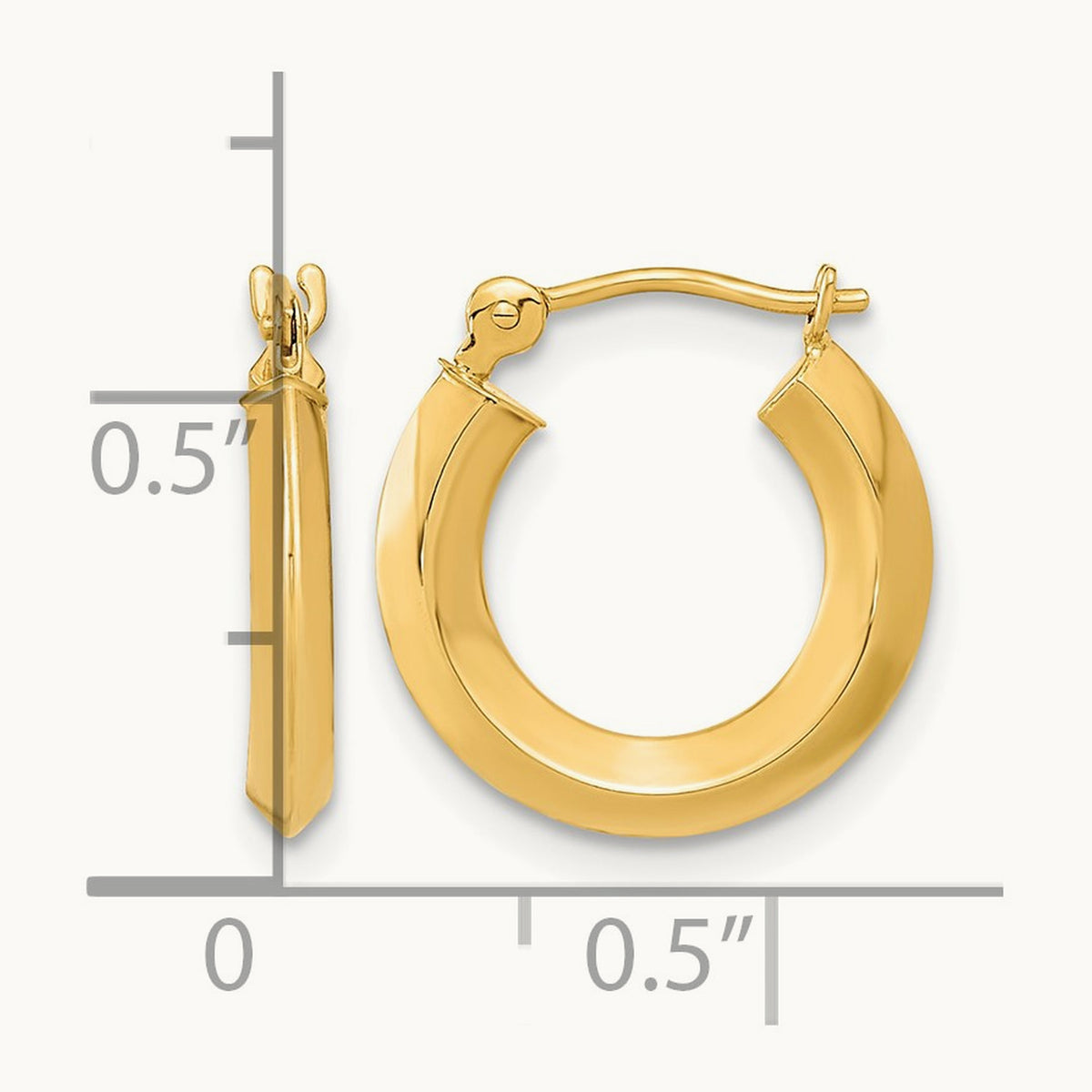 Polished Knife Edge Hoops, 14K