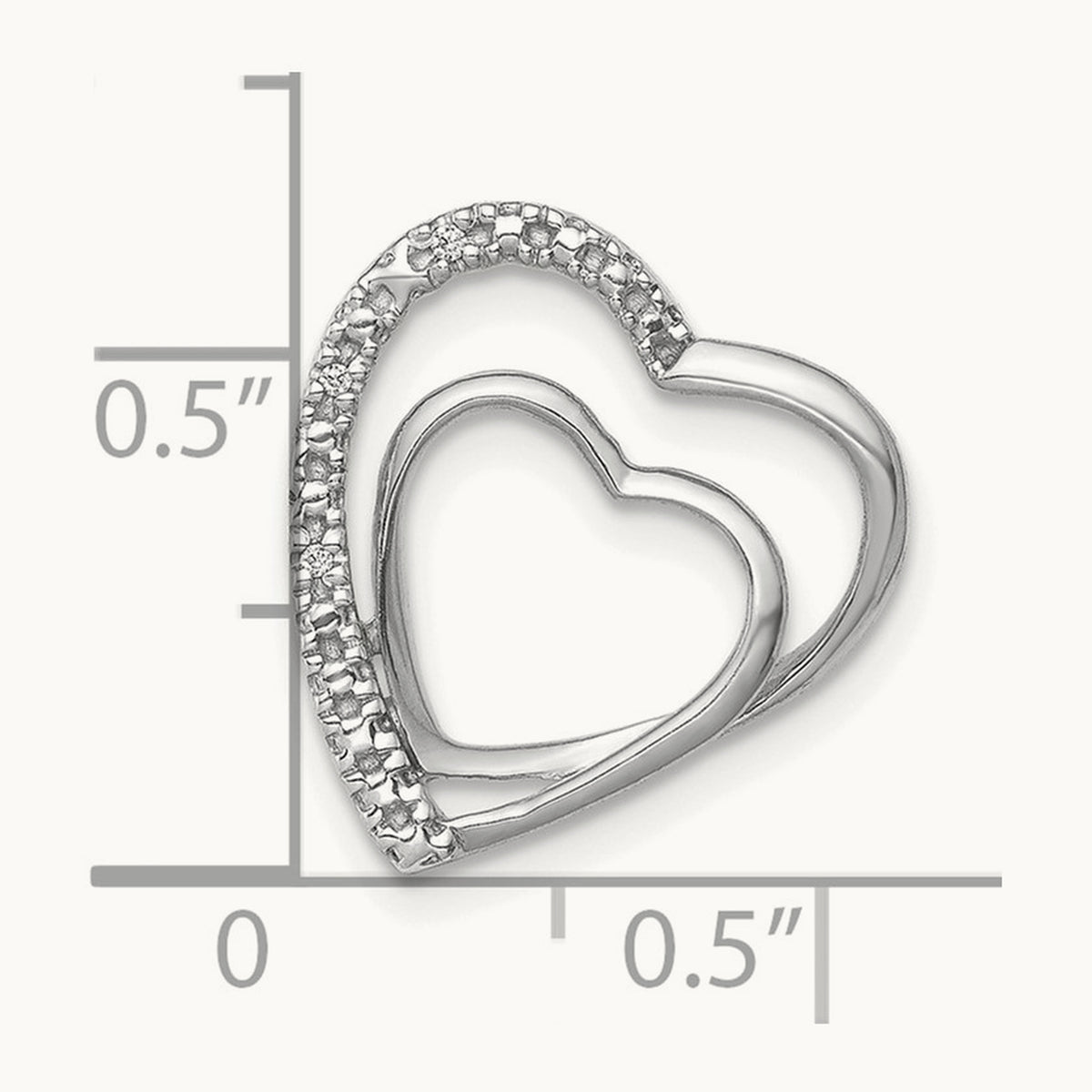 Diamond Double Heart Chain Slide — 14K White Gold