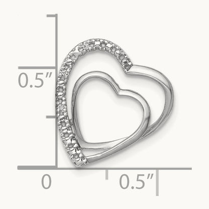 Diamond Double Heart Chain Slide — 14K White Gold