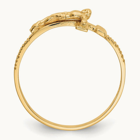 Polished Jesus Band Ring, 14K Gold