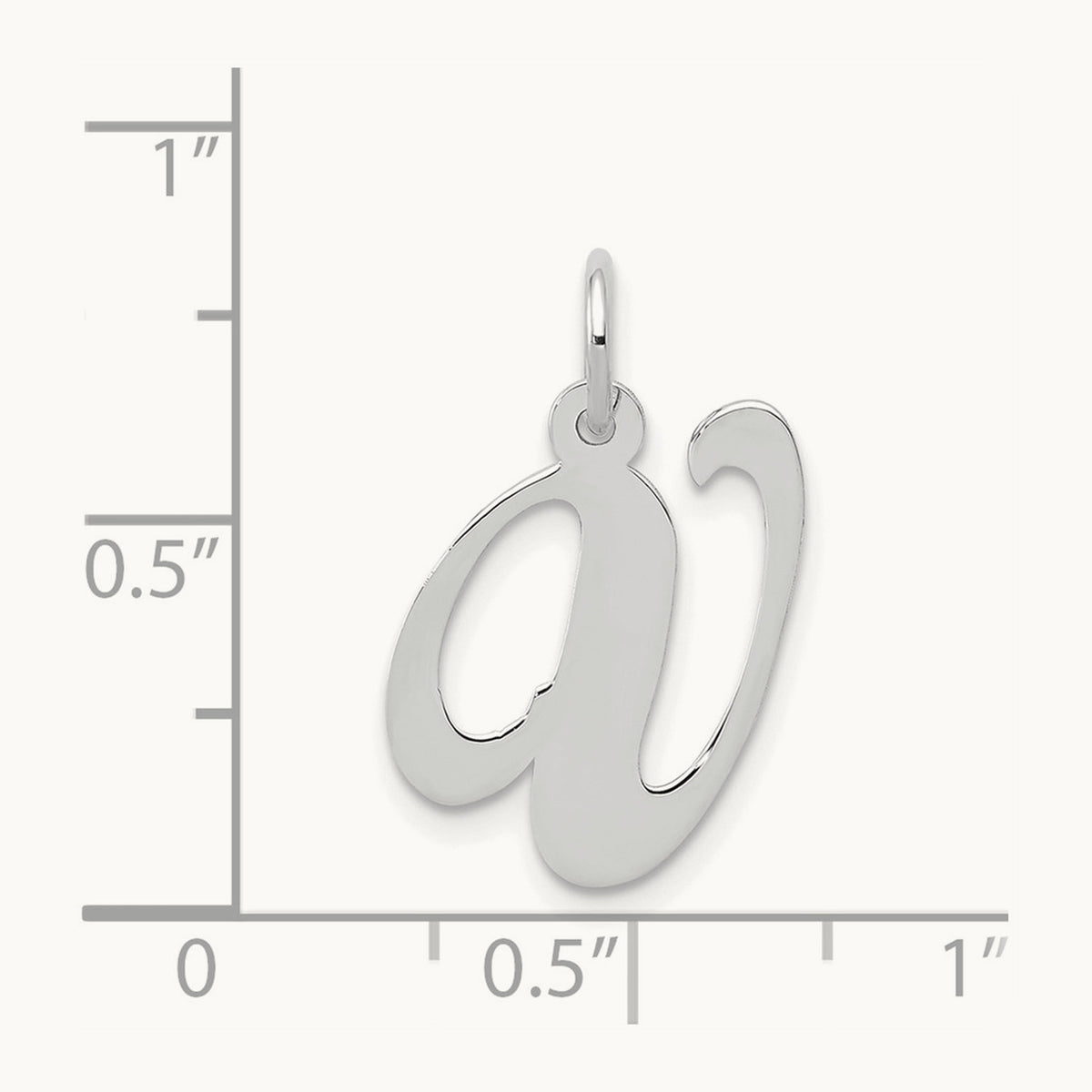 Medium Fancy Script Initial Charm — 14K White Gold, V