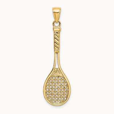 3-D Polished Tennis Racquet Charm, 14K