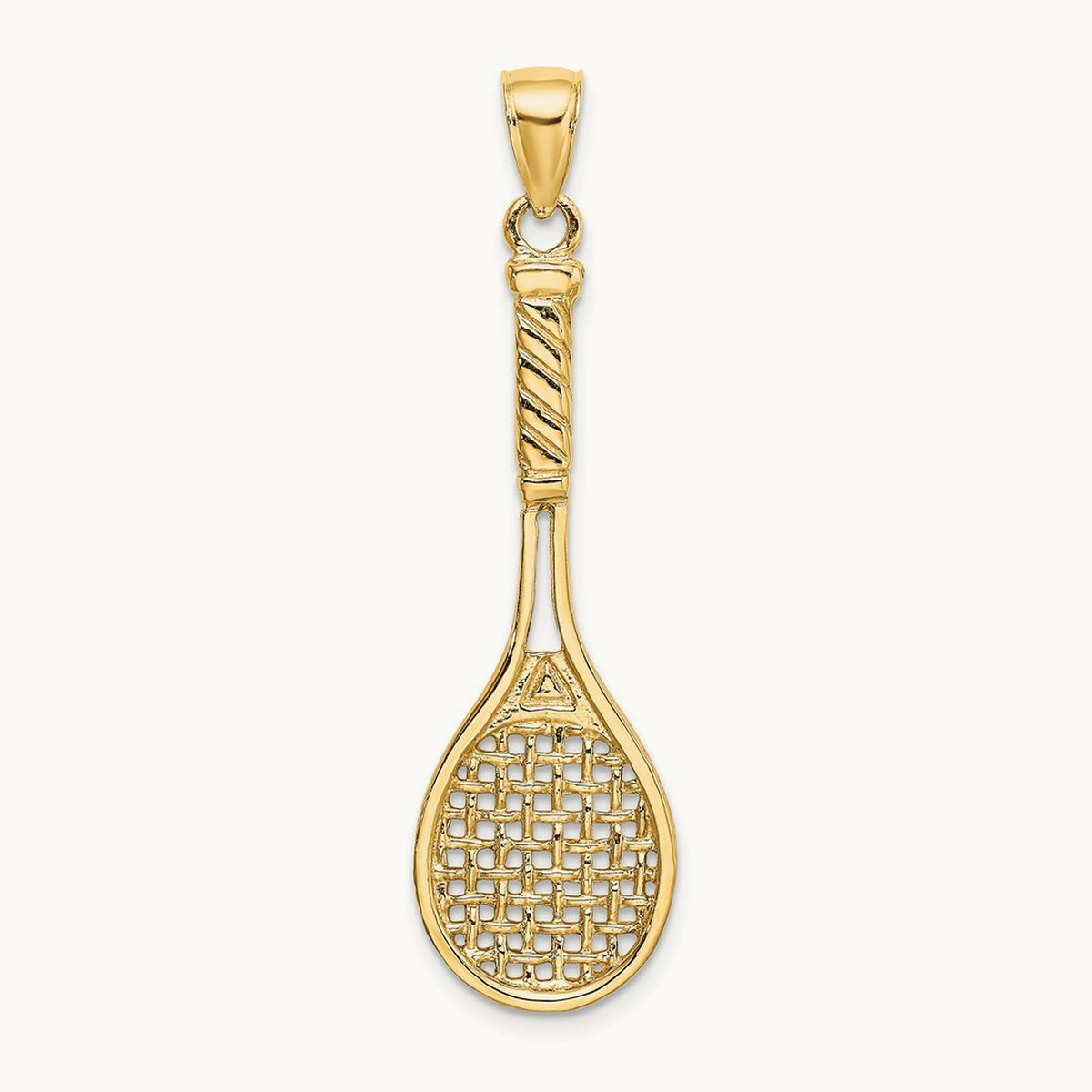 3-D Polished Tennis Racquet Charm, 14K