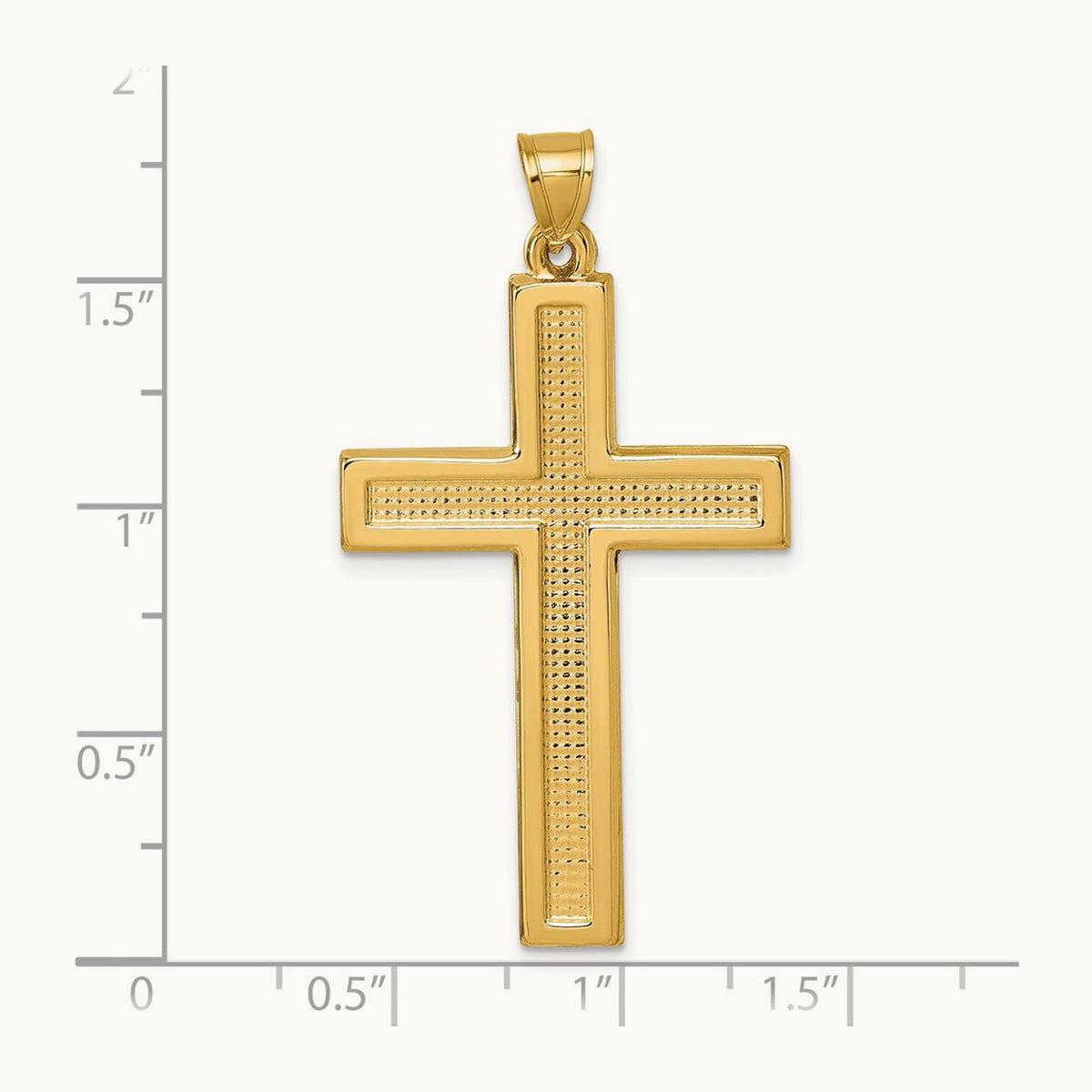 Polished and Textured Cross Pendant — 45.2mm