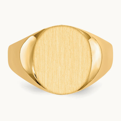 13.0x14. Closed Back Mens Signet Ring, 0mm, 14K