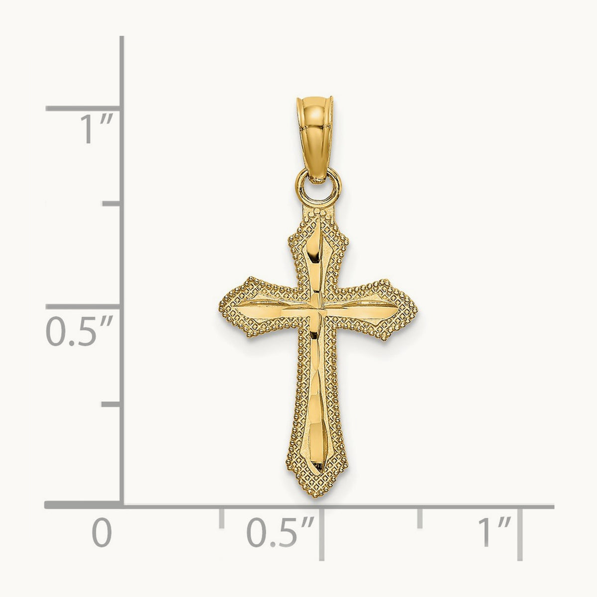D/C w/ Beaded Edge Cross Charm, 14K