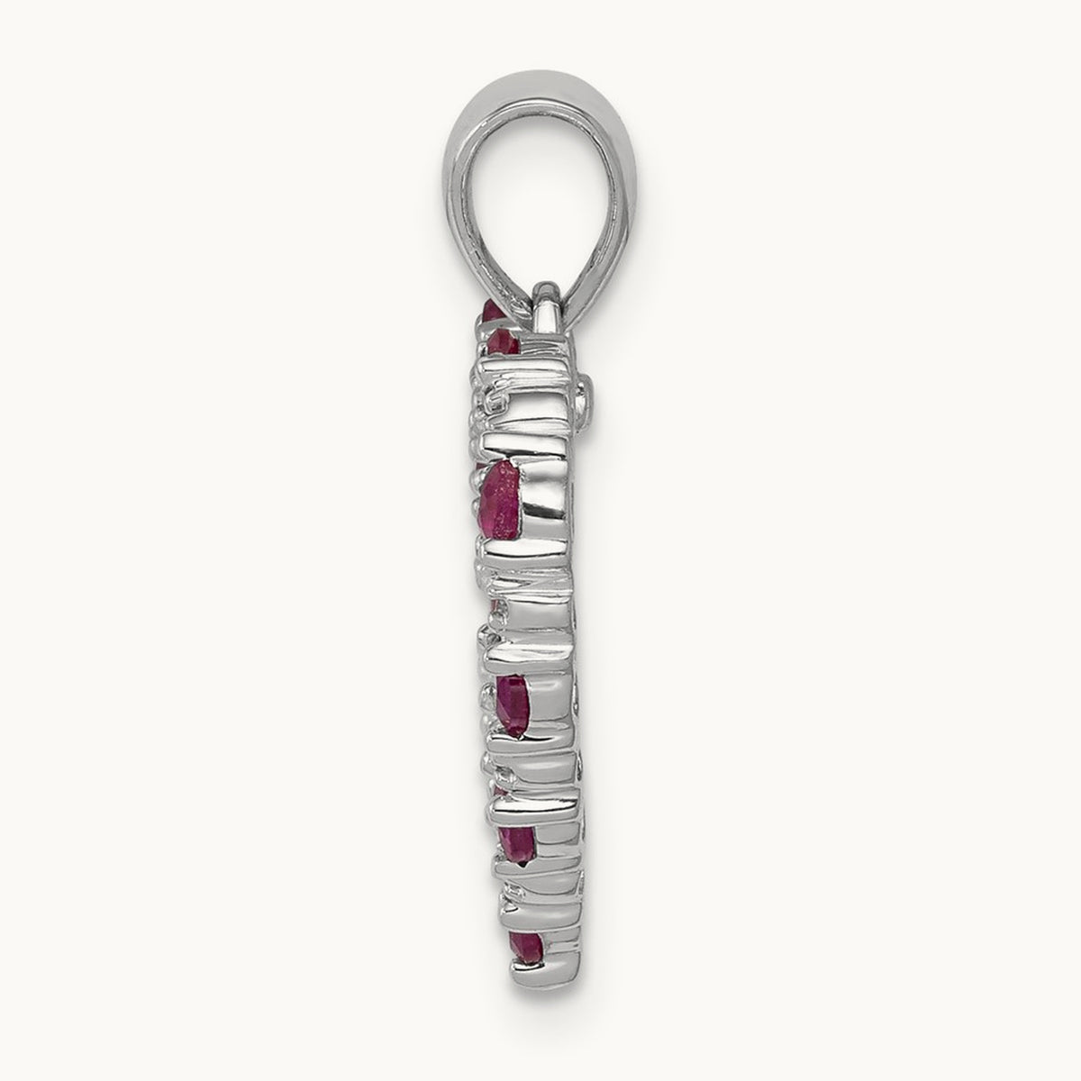 Diamond and .35 Ruby Heart Pendant — 14K White Gold